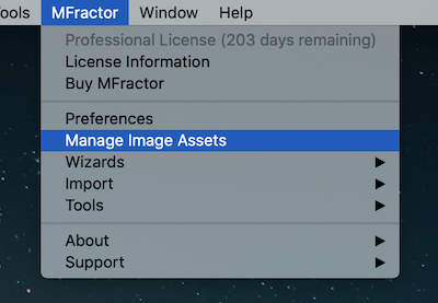 Opening the Image Asset Manager from the top menu