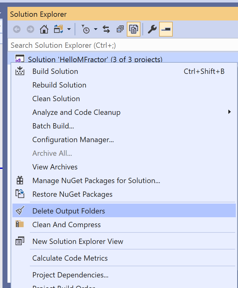 Using the delete output folders tool