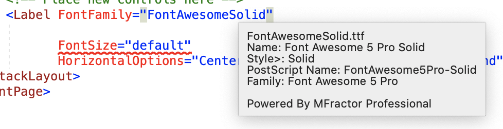 Embedded font summary tooltips with MFractor