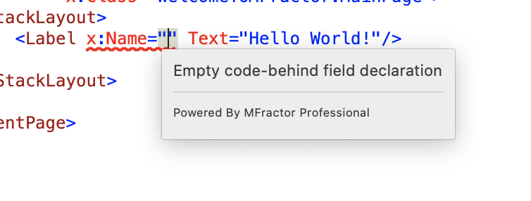 Empty code behind field declaration