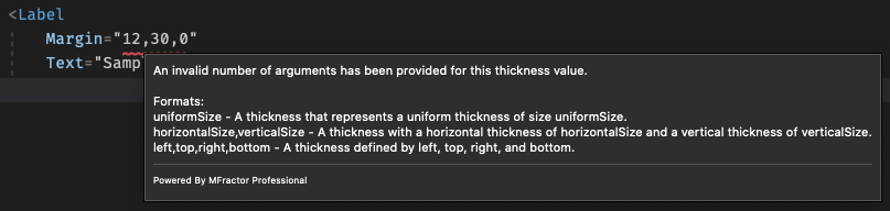 Tooltip suggesting thickness declaration simplification